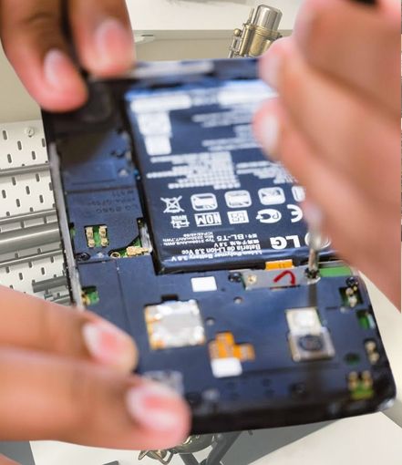 Inside the back of a phone