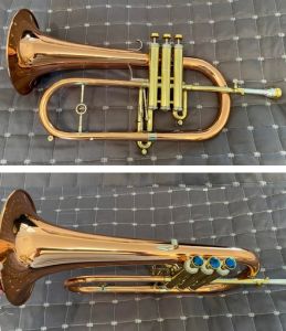 A gleaming trumpet after restoration.