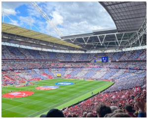 Wembley Stadium pitch prior to a football match