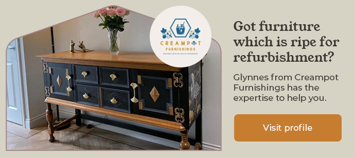 Elegantly restored black Arts & Crafts sideboard by Creampot Furnishings