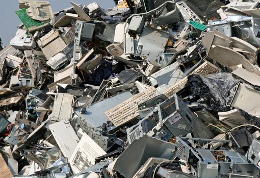 Pile of rubbish in landfill site