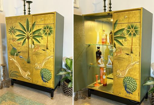 Gentleman's wardrobe repurposed into a drinks cabinet
