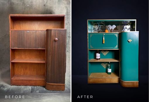 drinks cabinet before and after restoration