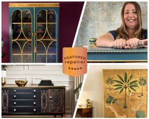 Glynnes from Creampot Furnishings with some of her restored wooden furniture