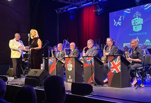 british-music-service01 Ron leading the Veterans Big Band at a convert