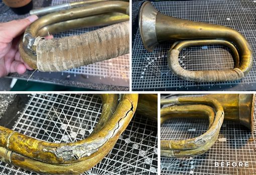 british-music-service08 After a full cleaning and repair service, the dents and damaged areas are completely removed