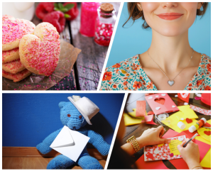 A selection of thoughtful Valentine's gifts including a repaired necklace, handmade biscuits and a handmade card