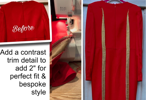 Sarah alters red blazer by adding in extra panels