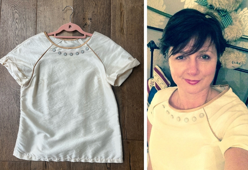 Excess fabric from client's wedding dress was turned into a tailored top