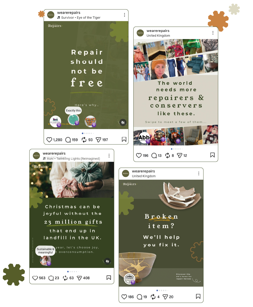 We Are Repairs founders Ally Booker and Gemma Broad leaning against a graffitied wall in central Nottingham.