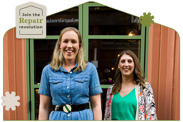 We Are Repairs Founders, Ally & Gem smiling at camera