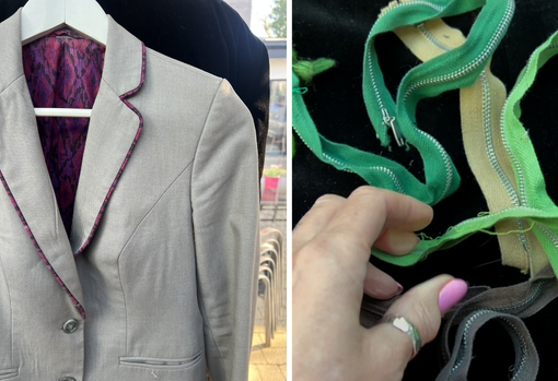 The jackets before they were repaired and alterd by Sarah at MyVOS