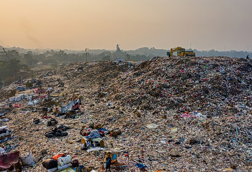 Large landfill site full of rubbish