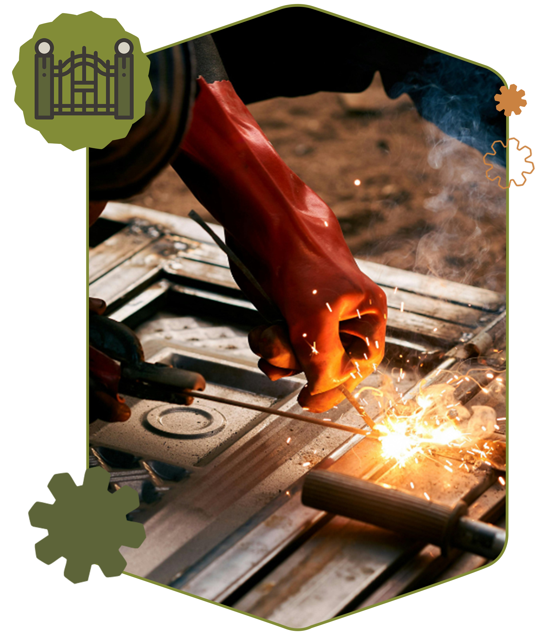 category-metalwork hand in red glove welding metal