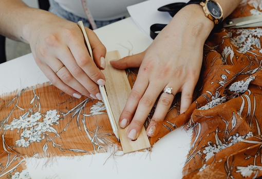 Seamstress altering dress